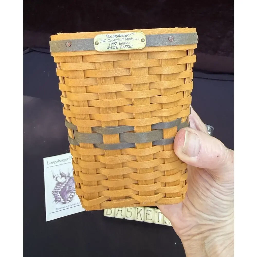 Longaberger 1997 Waste Basket Combo J W Collection Miniature Complete & Figurine